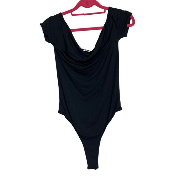 SER.O.YA Bodysuit Womens Small Black Twist Front Cutout Jersey Stretch NWT - Picture 1 of 7